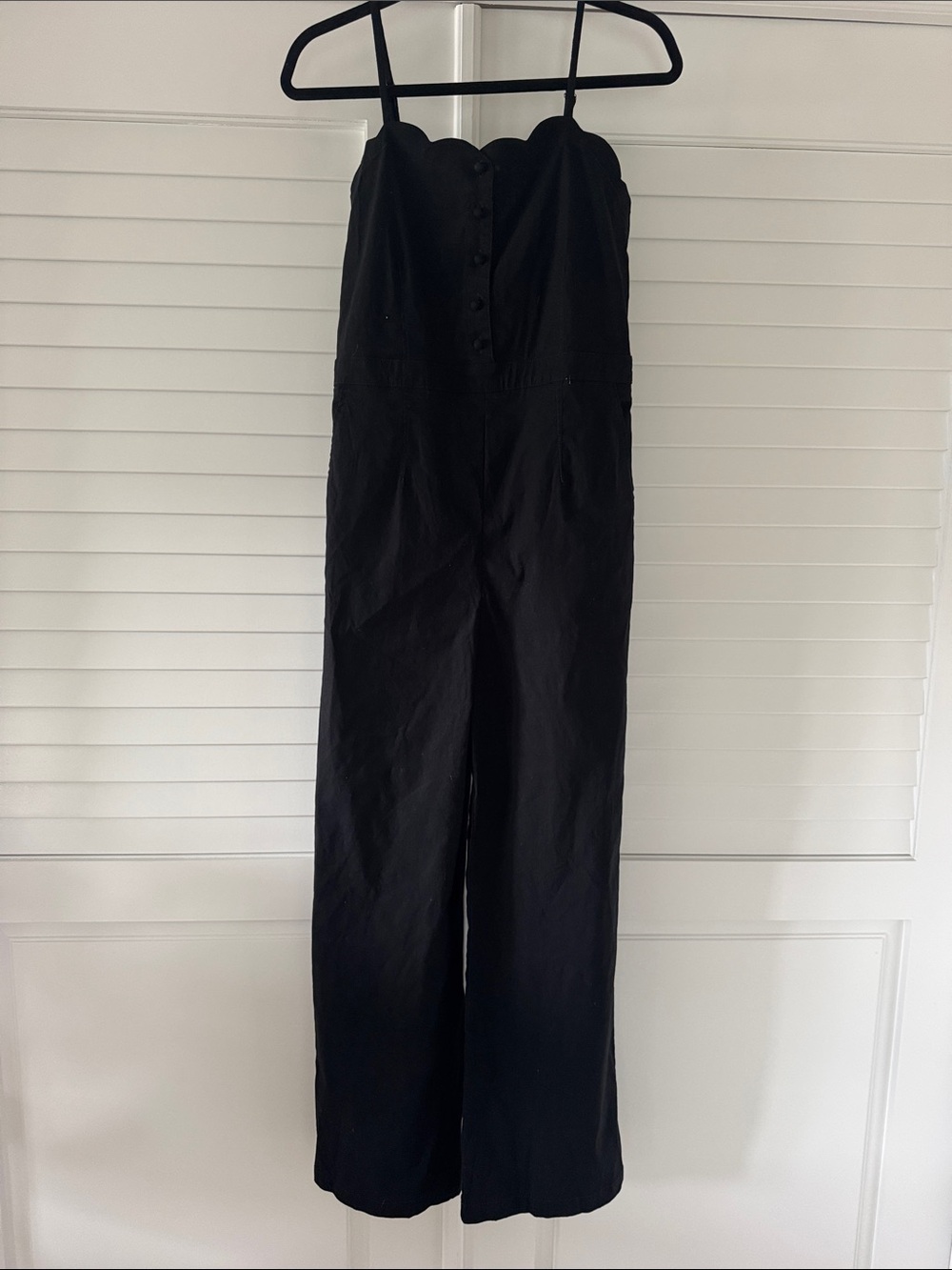 Maeve Black Scallop-Neck Wide Leg Jumpsuit